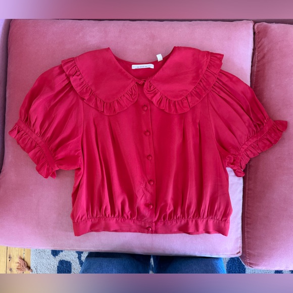 Doen silk sparrow blouse medium red